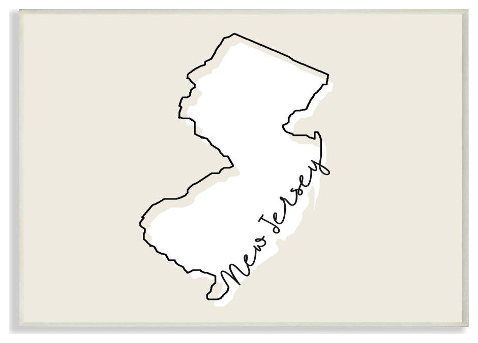 New Jersey Home State Map Neutral Print Design, 12"x18"