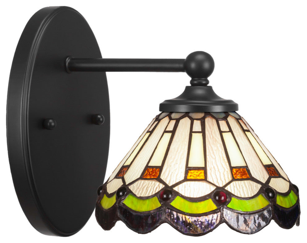 Capri 1-Light Wall Sconce, Matte Black/Cyprus Art