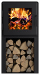 Nova Tower Wood Stove, Satin Black Finish, Satin Black Door, Room Blower Fan
