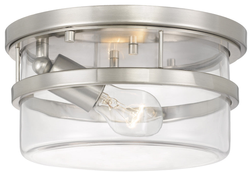 Kenmore 1-Light Brushed Nickel Finish Flush Mount 9.88"x9.88"x5"