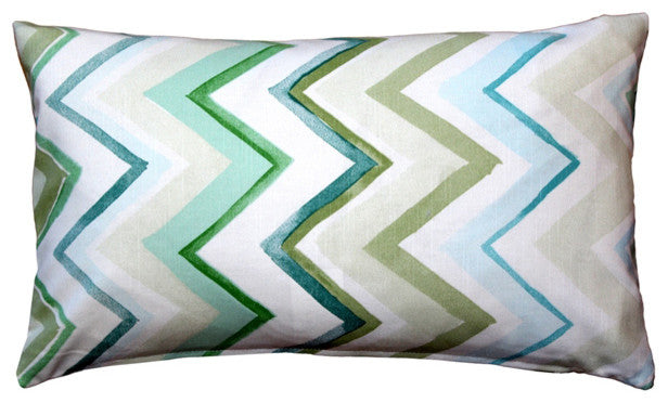 Pillow Decor - Pacifico Stripes Green Throw Pillow 12X20
