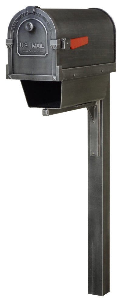 Savannah Mailbox With Newspaper Tube and Wellington Post, Swedish Silver