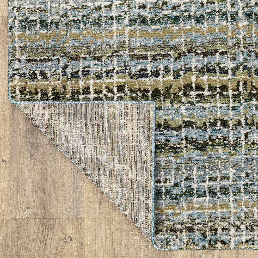 Aegina Gridwork Plaid Blue/ Green Area Rug Runner 2'3" x 8'