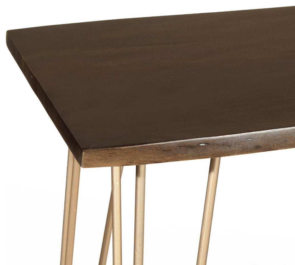 Seti Live Edge Bar Table, Elm and Gold
