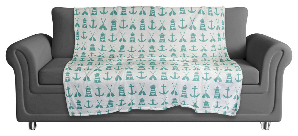 Nautical Icons Teal 50x60 Throw Blanket