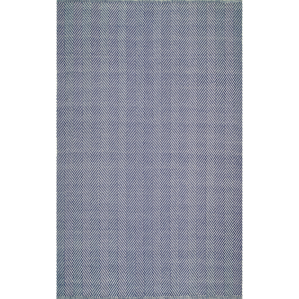 Nuloom Hand-Loomed Chalet Herringbone Cotton Flatwoven Rug, Navy 4'x6'