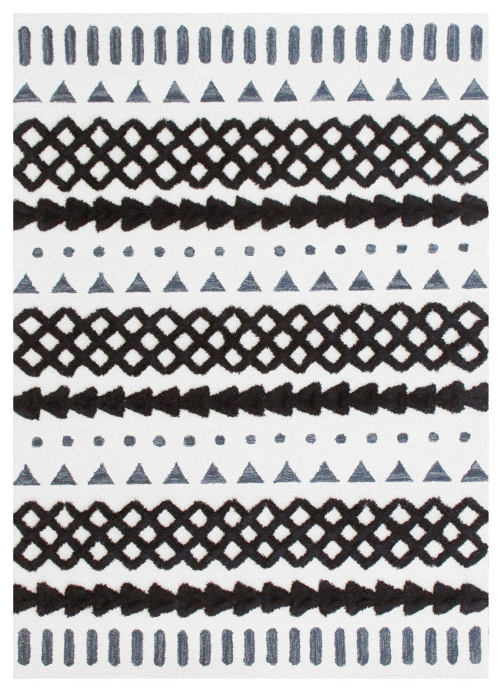Boho-Chic Geometric Tufted Wool Area Rug