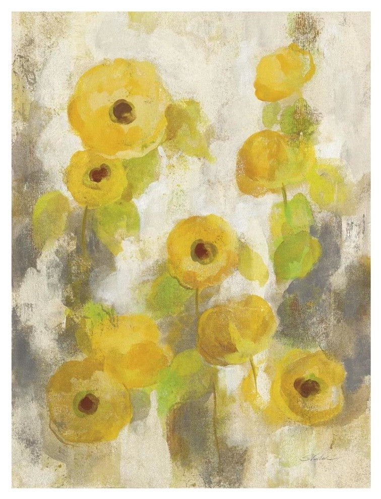 "Floating Yellow Flowers II" Digital Paper Print by Silvia Vassileva, 32"x42"
