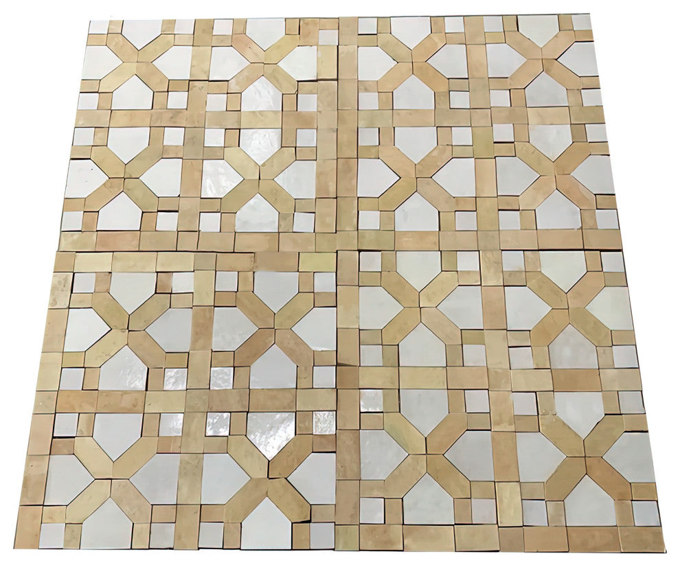 Contemporary Zellige Panels, 12"x12"x1/2", Unglazed With Off-White
