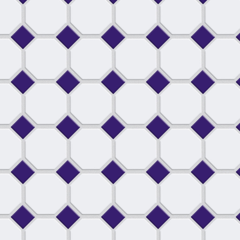 Metro Octagon 11-1/2"x11-1/2" Porcelain Mosaic Floor/Wall Tile, Matte, White