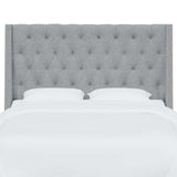 Tufted Sloped Wingback Headboard, Nail Trim, Zuma Pumice, Full