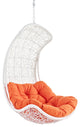 Modern Urban Outdoor Patio Rattan and Wicker Swing Lounge Chair White Orange
