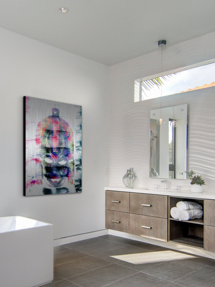 "Black Tribal Mask" Print on Brushed Aluminum, 30"x45"