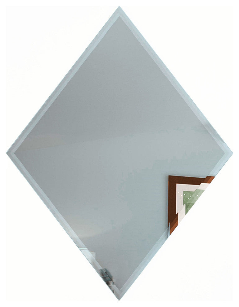 Reflections 6 in x 8 in Beveled Glass Mirror Diamond Tile in Glossy Blue