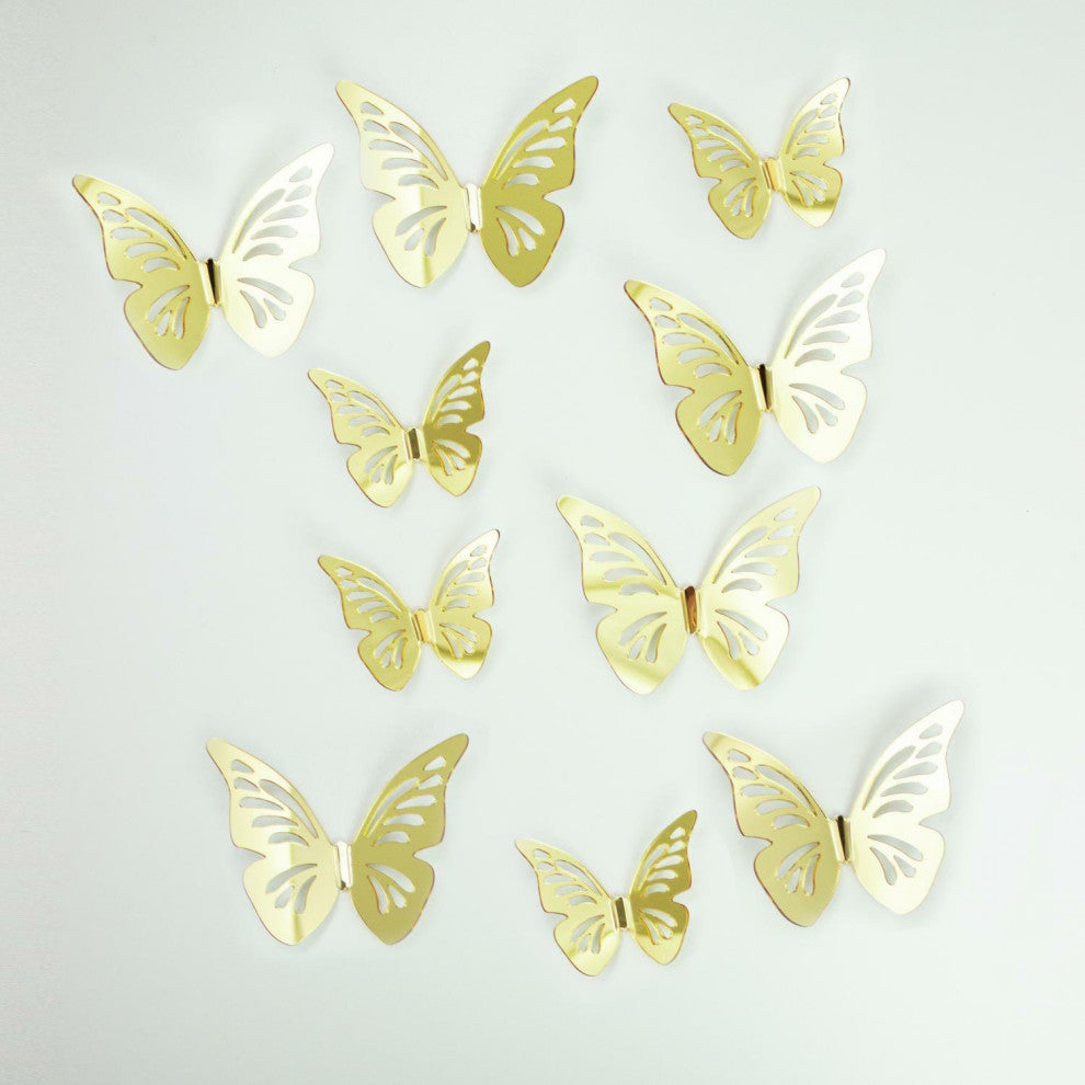 3D Gold Butterflies Peel & Stick Mirrors