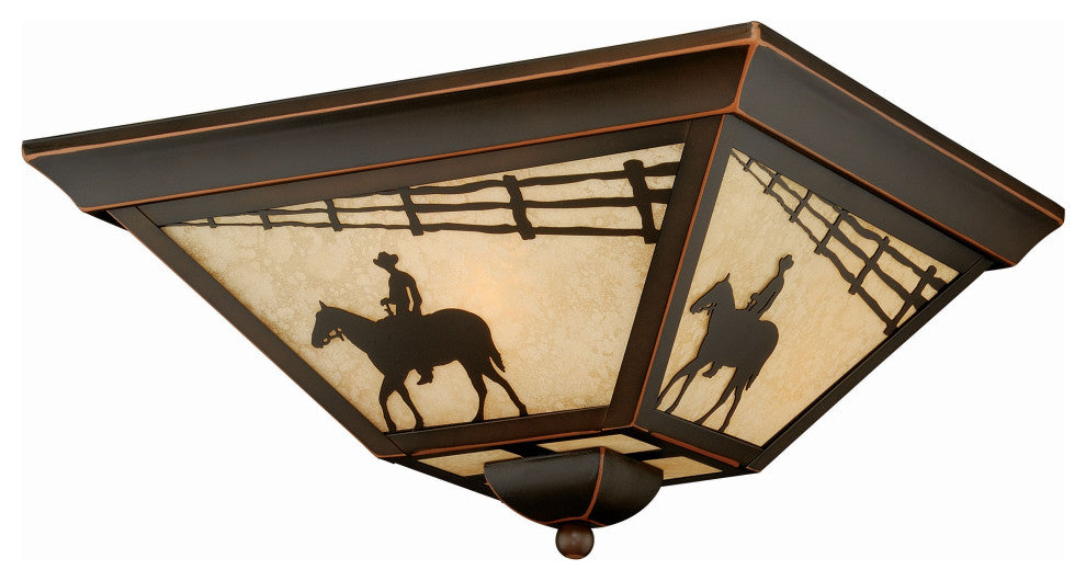 Trail 14" Horse Outdoor Flush Mount Ceiling Light Burnished Bronze