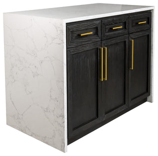 Palisade 48" Kitchen Island, Dark Oak, Engineered Marble