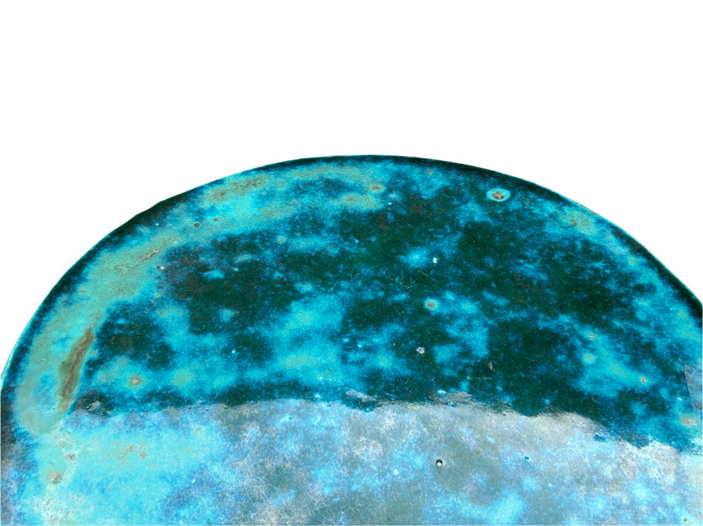 Green Teal Turquoise Swirl Cloud Pattern Round Ceramic Stool Table Hws4577