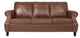 Burkehaven Contemporary Faux Leather 3 Seater Sofa With Nailhead Trim, Cognac Brown/Dark Brown