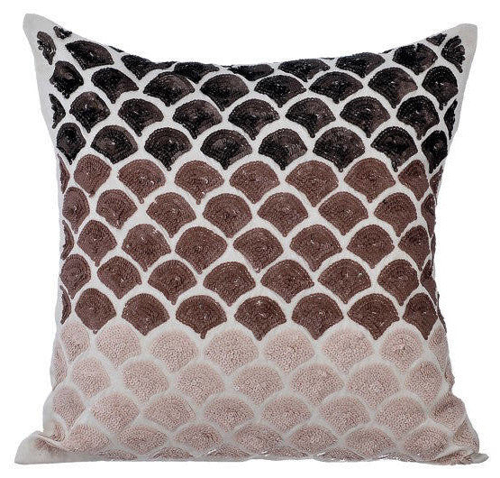 Brown Decorative Pillow Shams 24"x24" Silk, Mountain Journey