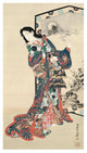 "Beauty before a Screen, 1800s" Digital Paper Print by Kawanabe Kyosai, 14"x24"