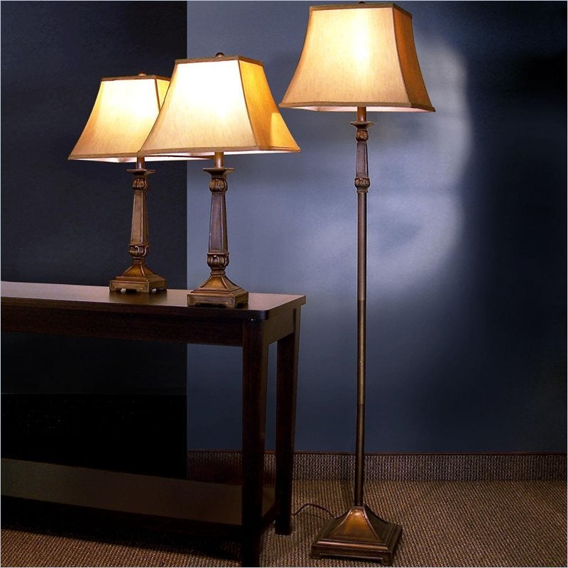 Coaster 3 Piece Lamp Set, Brown