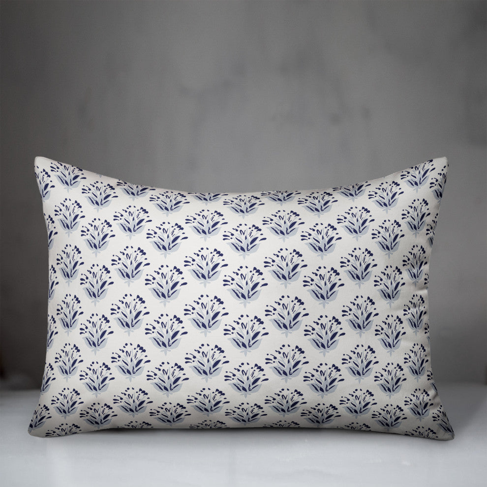 Blue Floral Pattern 14x20 Indoor / Outdoor Pillow
