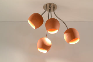 LED Bouquet: Ceiling Light with Four Ceramic Shades, Brown