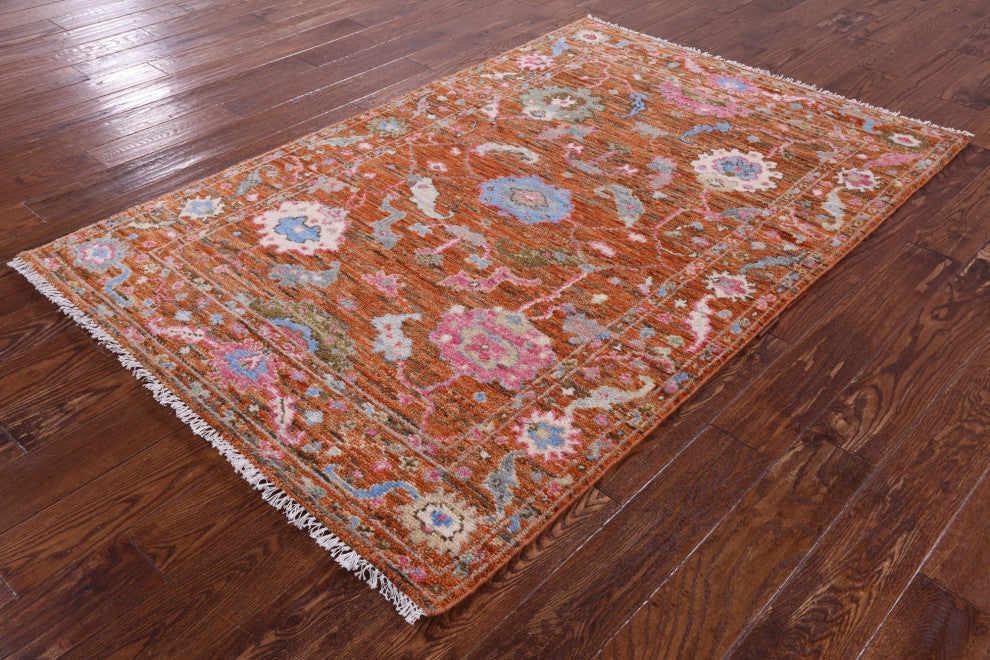 4' 2" X 6' 3" Turkish Oushak Handmade Wool Rug - Q13668