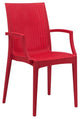 LeisureMod Weave Mace Indoor/Outdoor Chair, With Arms Red