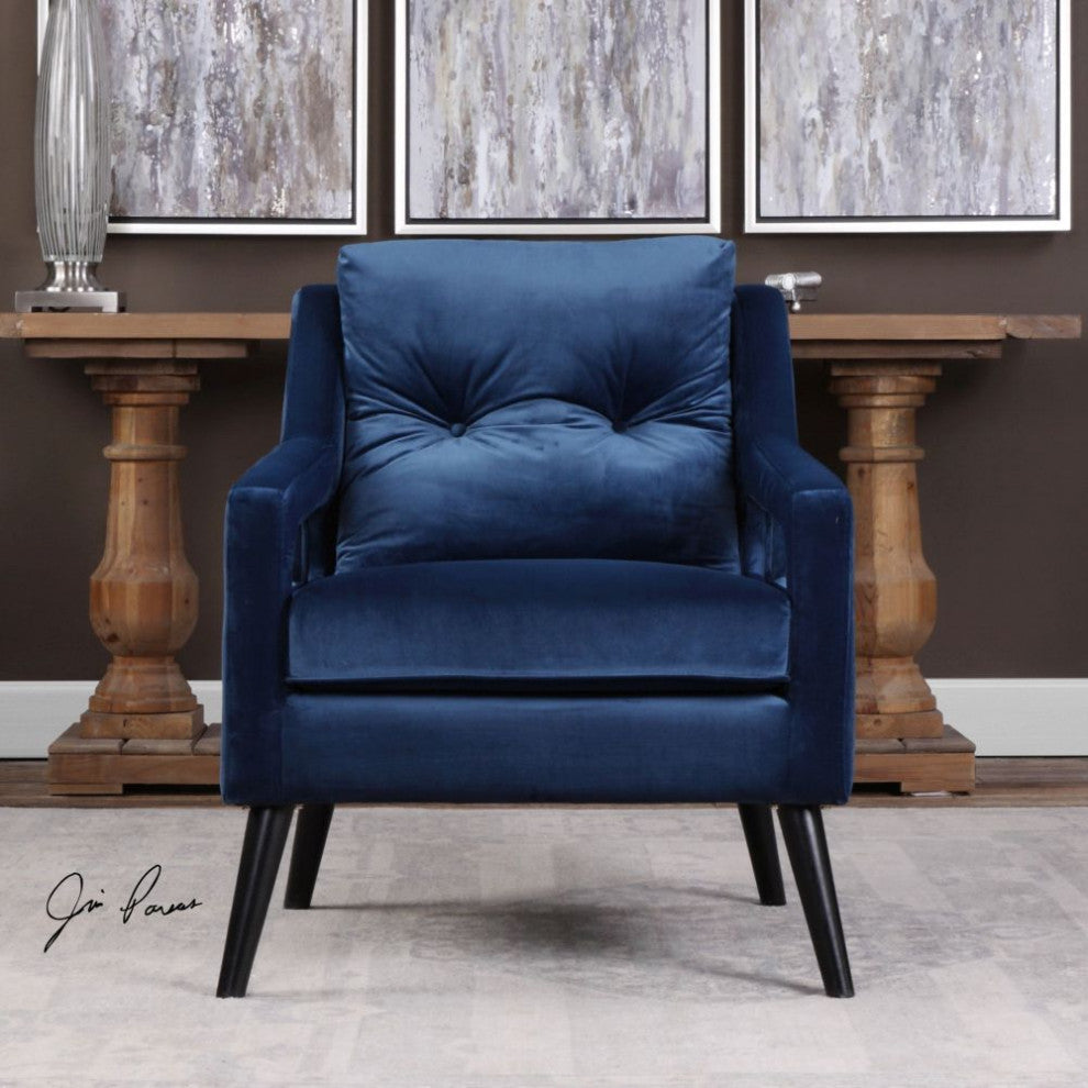 Uttermost O'Brien 28 x 35" Blue Velvet Arm Chair