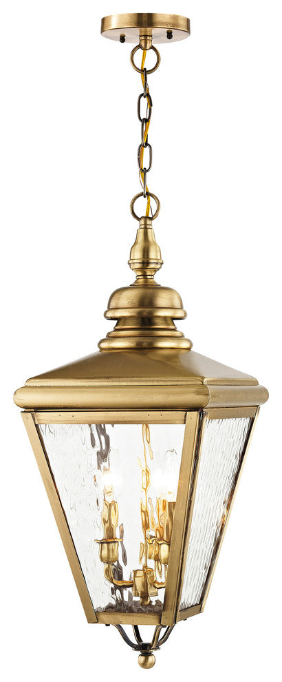 Cambridge Outdoor Chain-Hang Lantern, Antique Brass