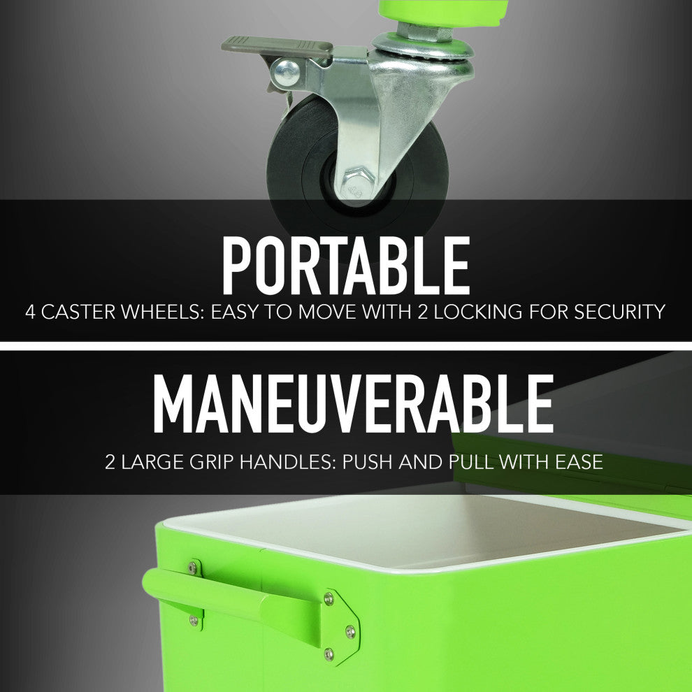 Permasteel 80 Quart Portable Rolling Patio Cooler, Lime