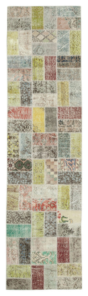 Rug N Carpet - Handmade Oriental 2' 9" x 10' 6" Boho Patchwork Runner Rug