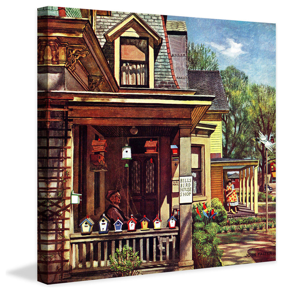"Birdhouse Builder" Painting Print on Canvas by John Falter