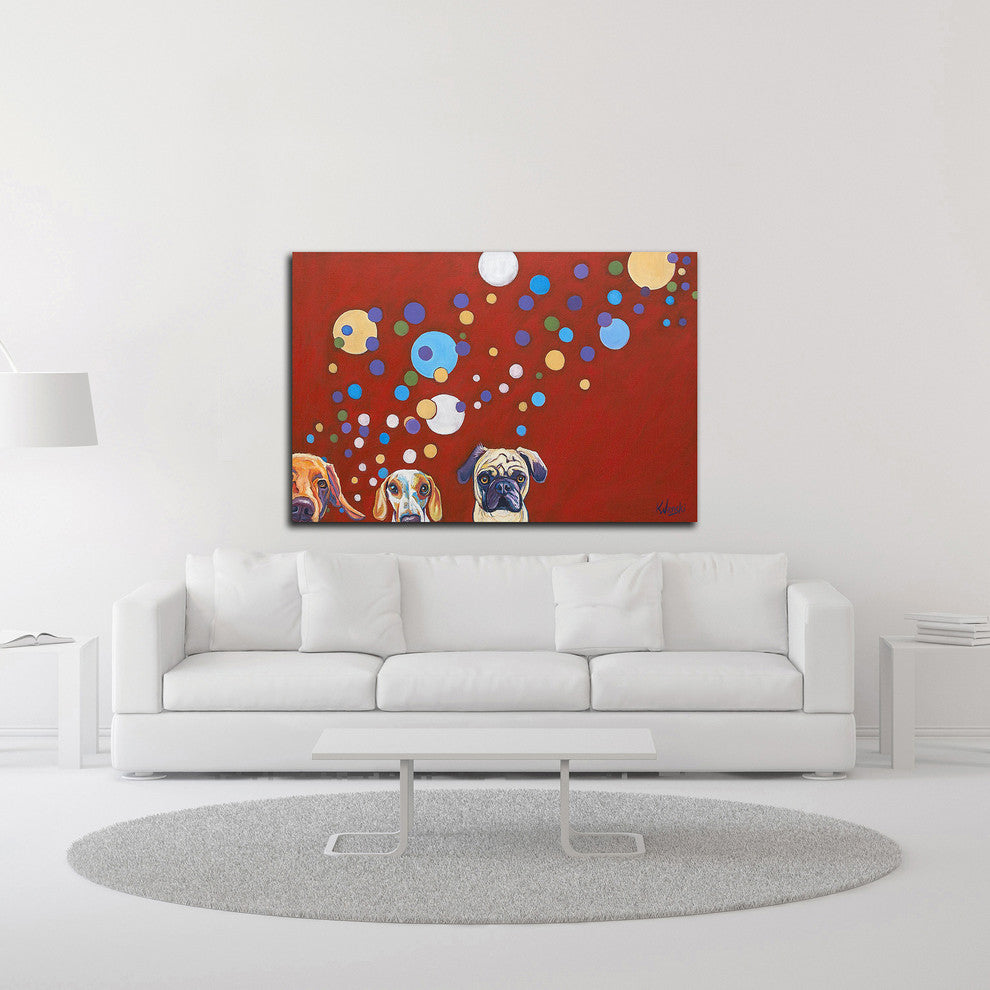 When Dogs Drink by Kathryn Wronski, Print on Canvas, 24"x16"