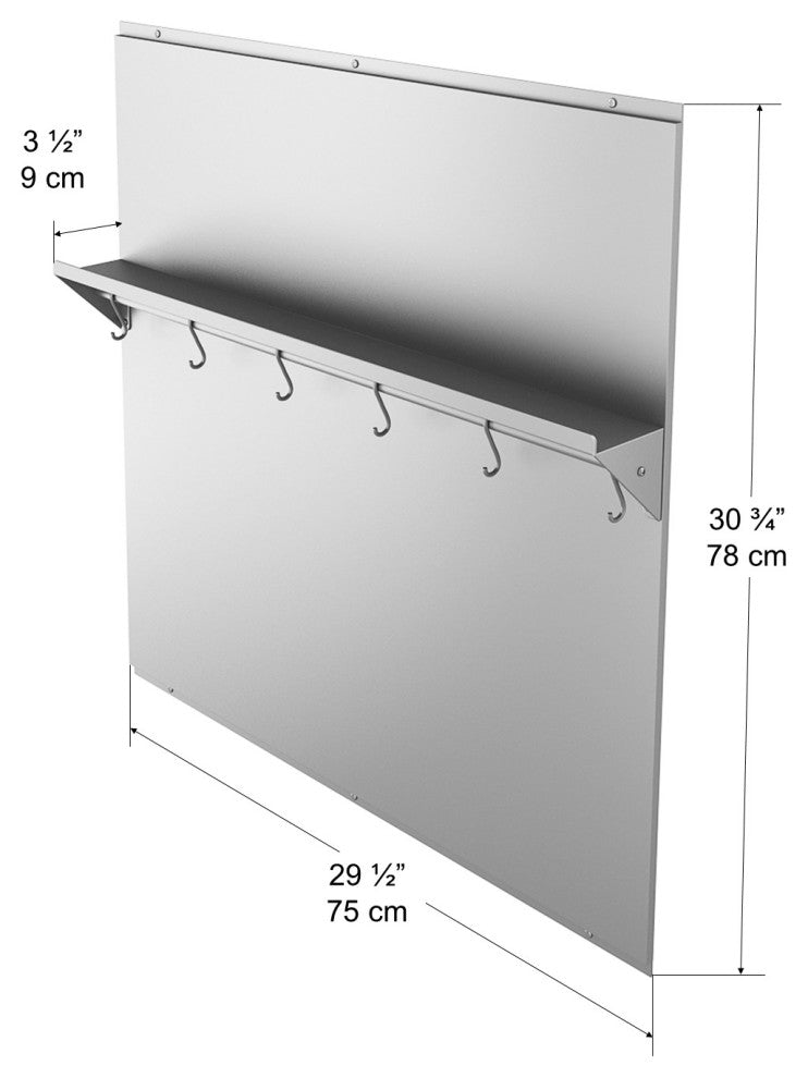 Ancona 30" Stainless Steel Backsplash with Shelf