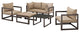 Brown Mocha Fortuna 6-Piece Outdoor Patio Sectional Sofa Set