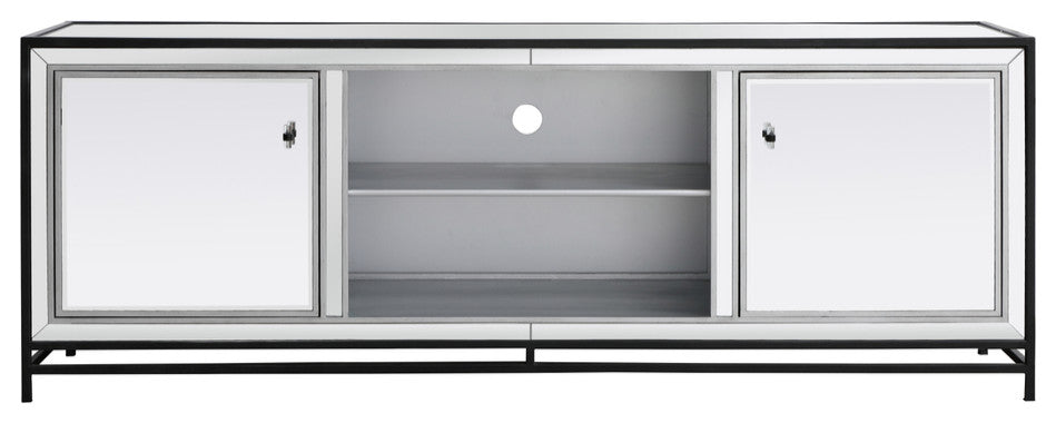 Jesse 72 In. Mirrored TV Stand, Black