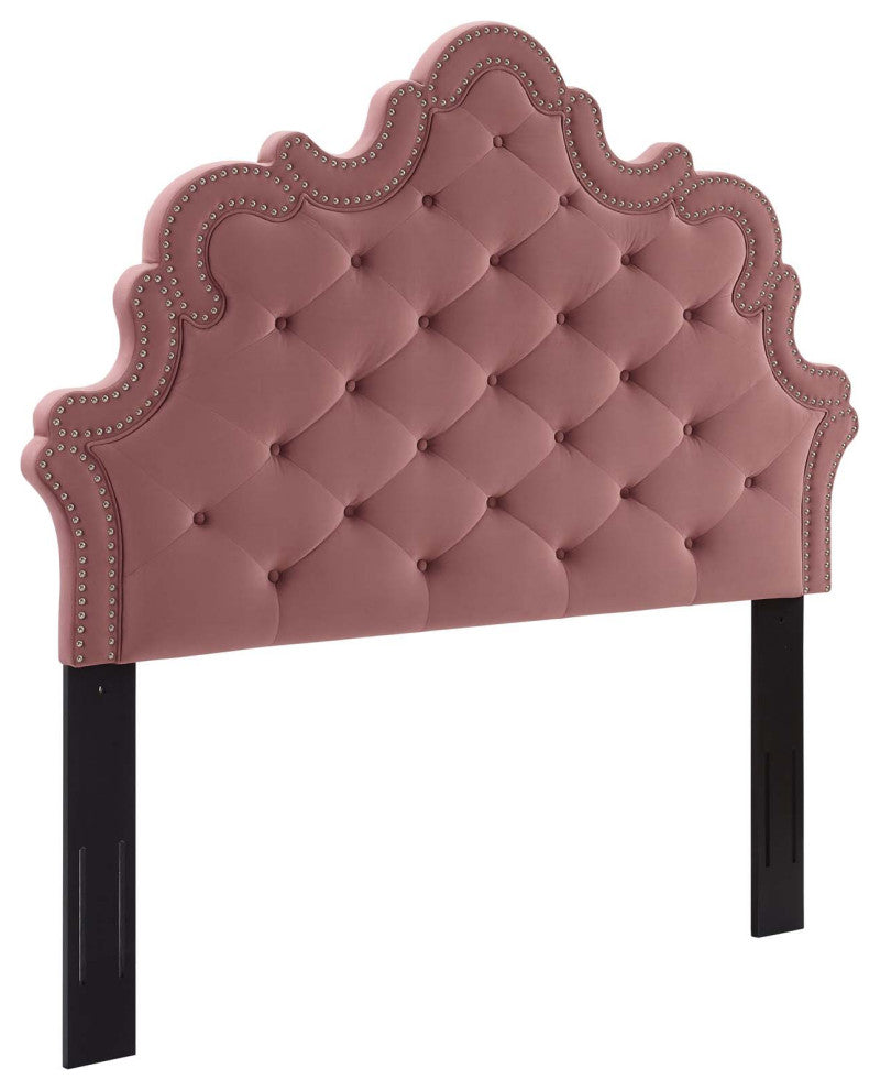 Button-Tufted Performance Velvet King/California King Headboard, Dusty Rose