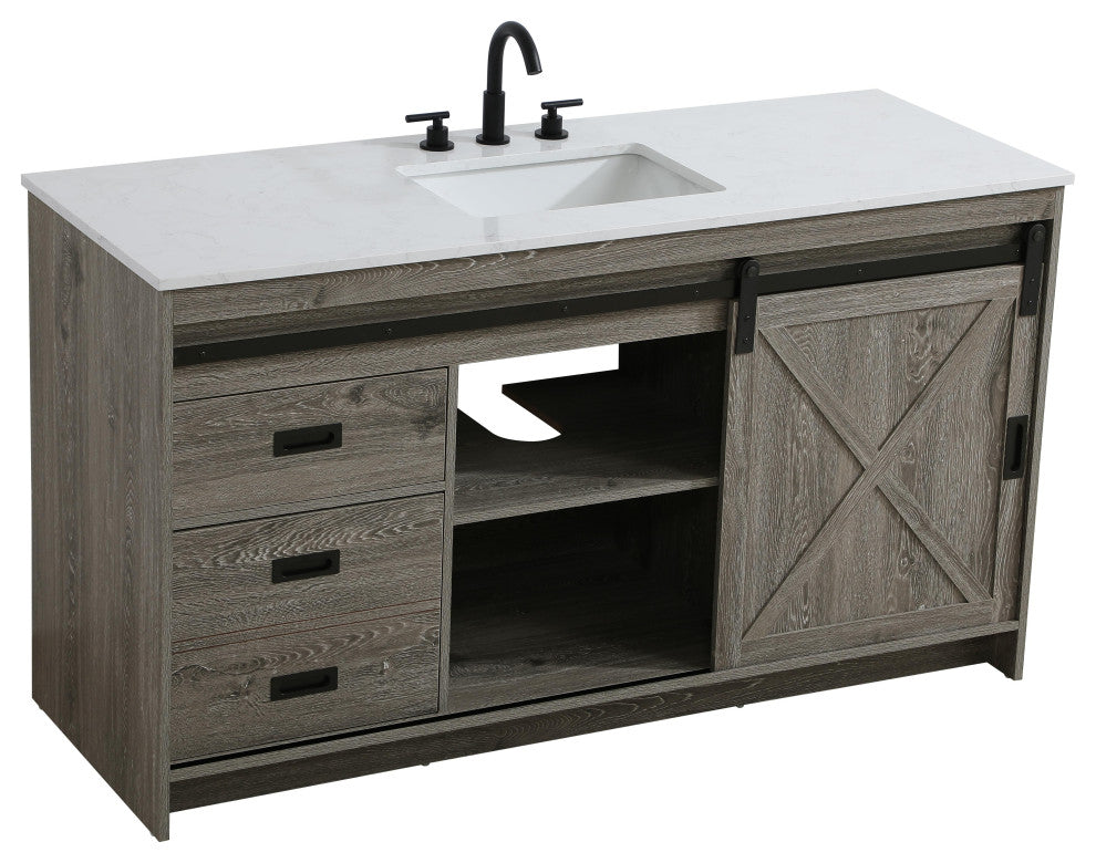 Home Living 60" Single Bathroom Vanity, Rustic Grey