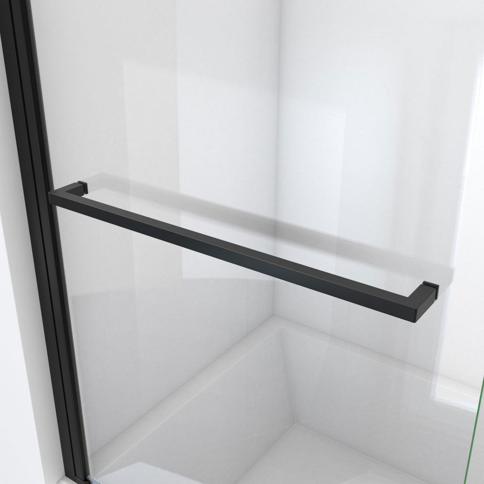 DreamLine Aqua-Q Swing 34 in. W x 58 in. H Frameless Tub Door, Satin Black