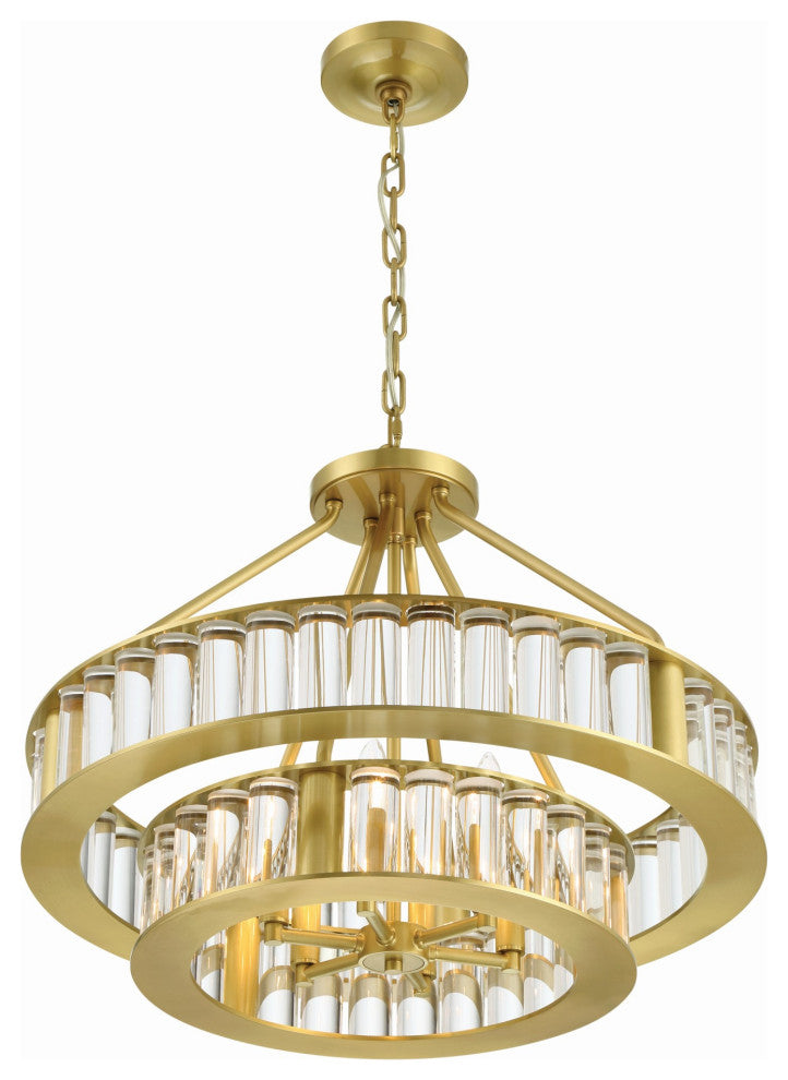 Crystorama Lighting Group FAR-6006 Farris 6 Light 25"W Waterfall - Aged Brass
