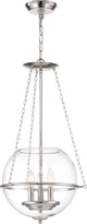 Nuvo Odessey 3-Light Incandescent Polished Nickel Clear Pendants