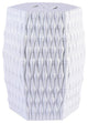 White Hex Garden Stool Bamboo Carving