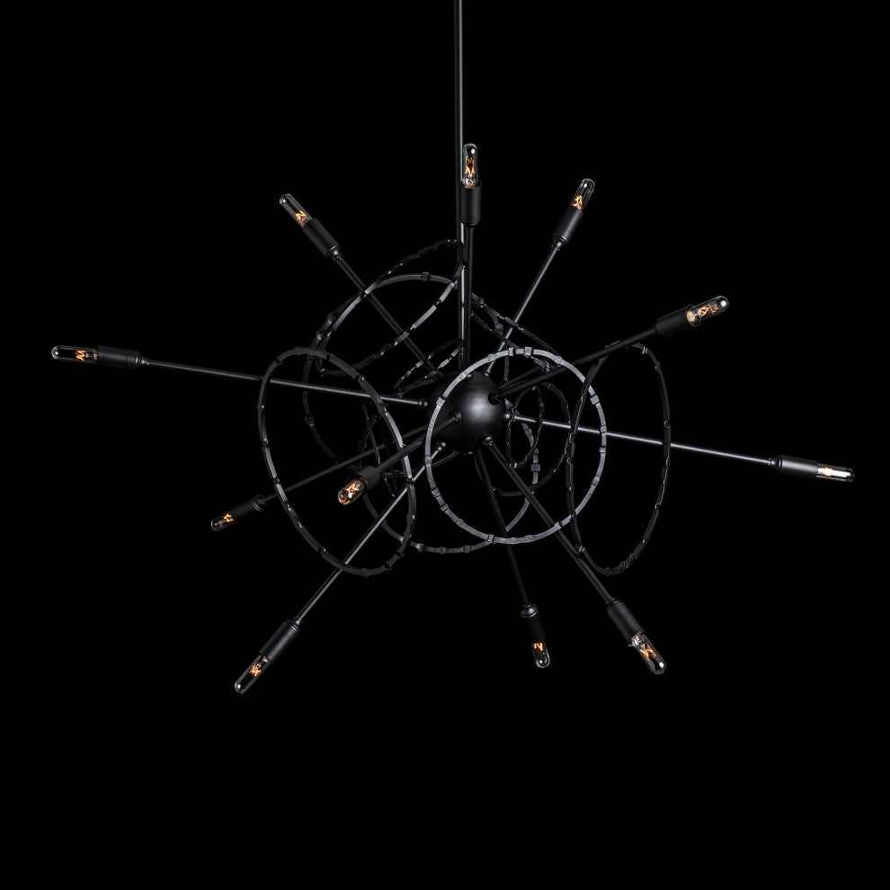 Olympus 12-Light Starburst Pendant, Black Finish, Standard Overall Height