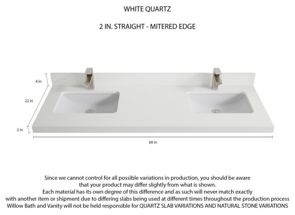 Sonoma Teak 60 Double Bathroom Vanity in Dark Natural with 2" White Quartz