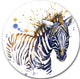 Little Zebra Illustration Art, Animal Disc Metal Artwork, 11"