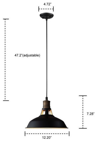 Florence Black Barn Pendant Light Loft Fixture, 12.2", 3-Pack
