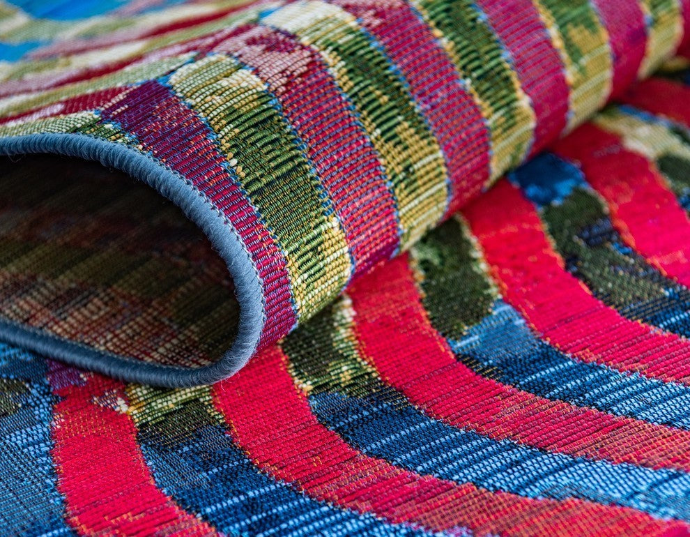Unique Loom Multicolored Wavy Outdoor 2' 2 x 3' 0 Area Rug